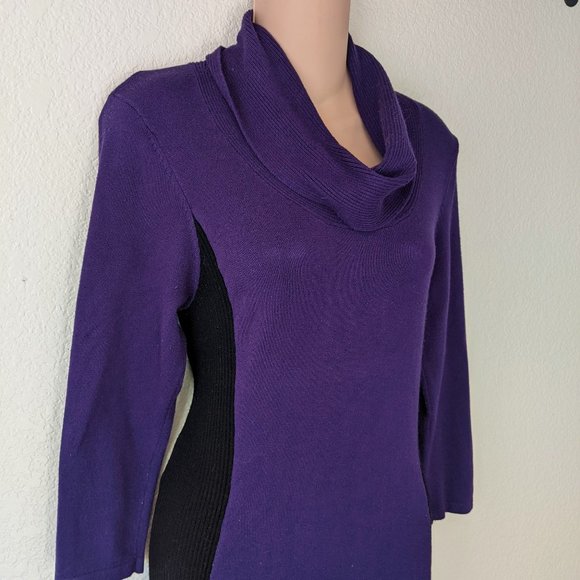 Purple & Black Paneled Sweater Dress by The Limited- Size M - Picture 3 of 5